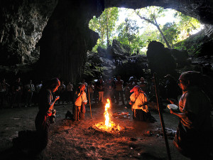 Spiritual leaders perform a Mayan ritual